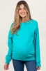 Turquoise Basic Fleece Crewneck Maternity Sweatshirt sold by Pinkblush