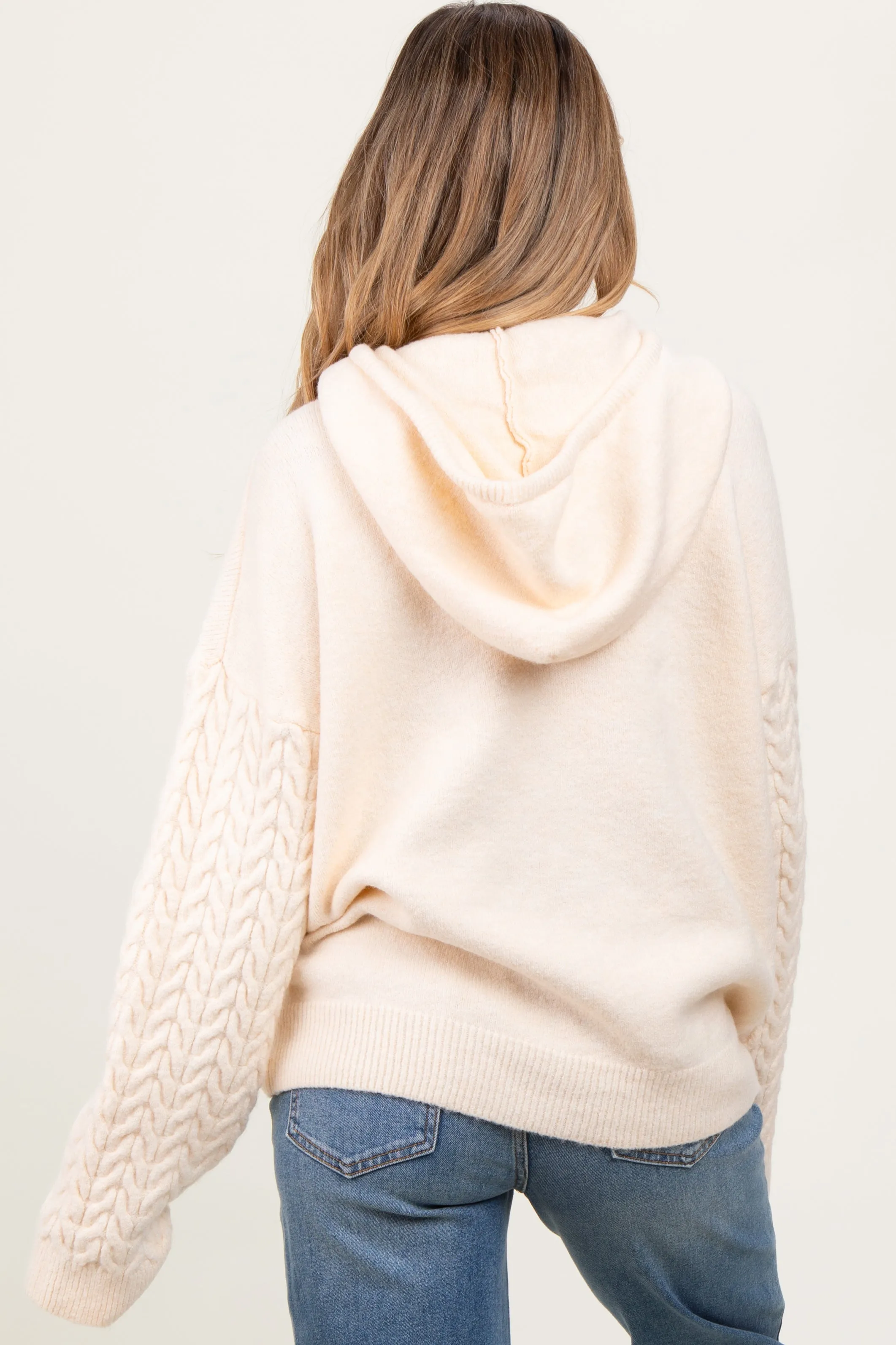 Cream Pullover Knit Hoodie sold by Pinkblush product image thumbnail 4