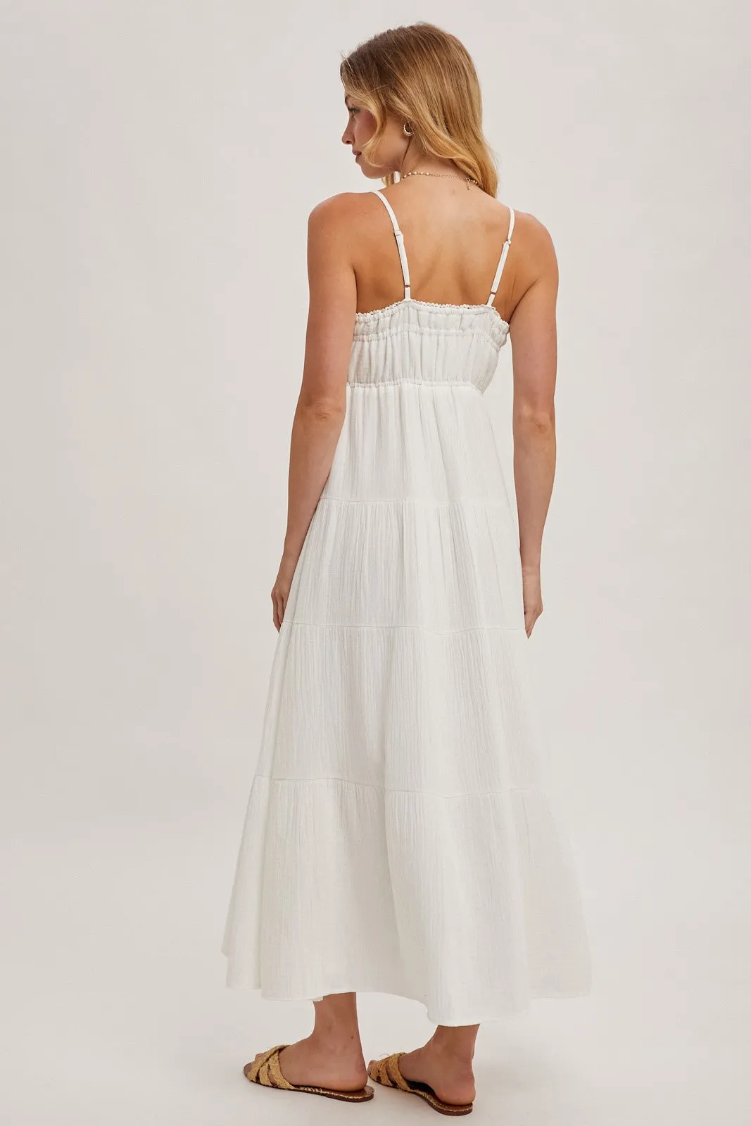 Ivory Crochet Trim Tiered Maxi Dress sold by Pinkblush product image thumbnail 4