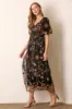 Black Embroidered Floral Mesh Overlay Midi Dress sold by Pinkblush