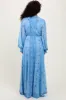 Light Blue Paisley Deep V-Neck Long Sleeve Maxi Dress sold by Pinkblush