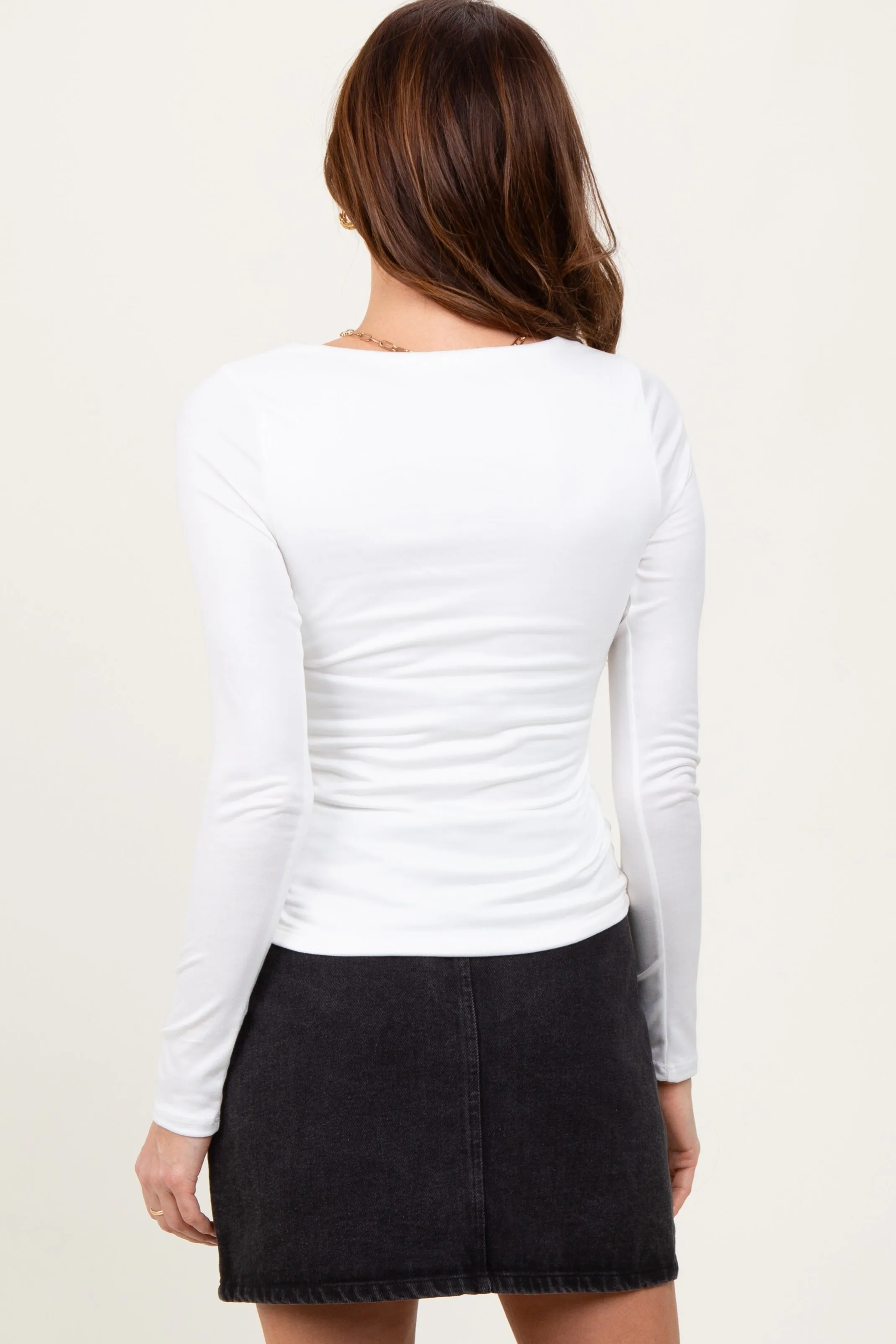 White Square Neck Long Sleeve Top sold by Pinkblush product image thumbnail 3
