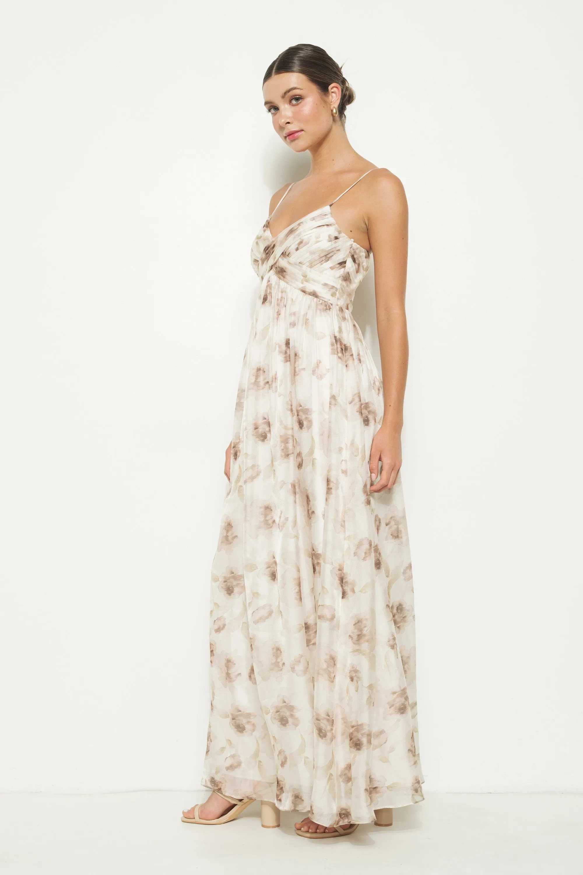 Taupe Multi Floral Print Sleeveless Maxi Dress sold by Pinkblush product image thumbnail 2