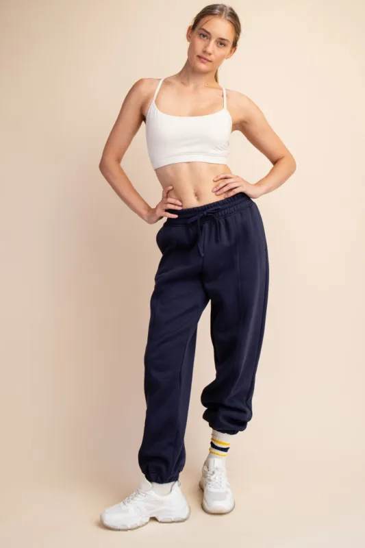 Navy Drawstring Relaxed Fit Sweatpants sold by Pinkblush