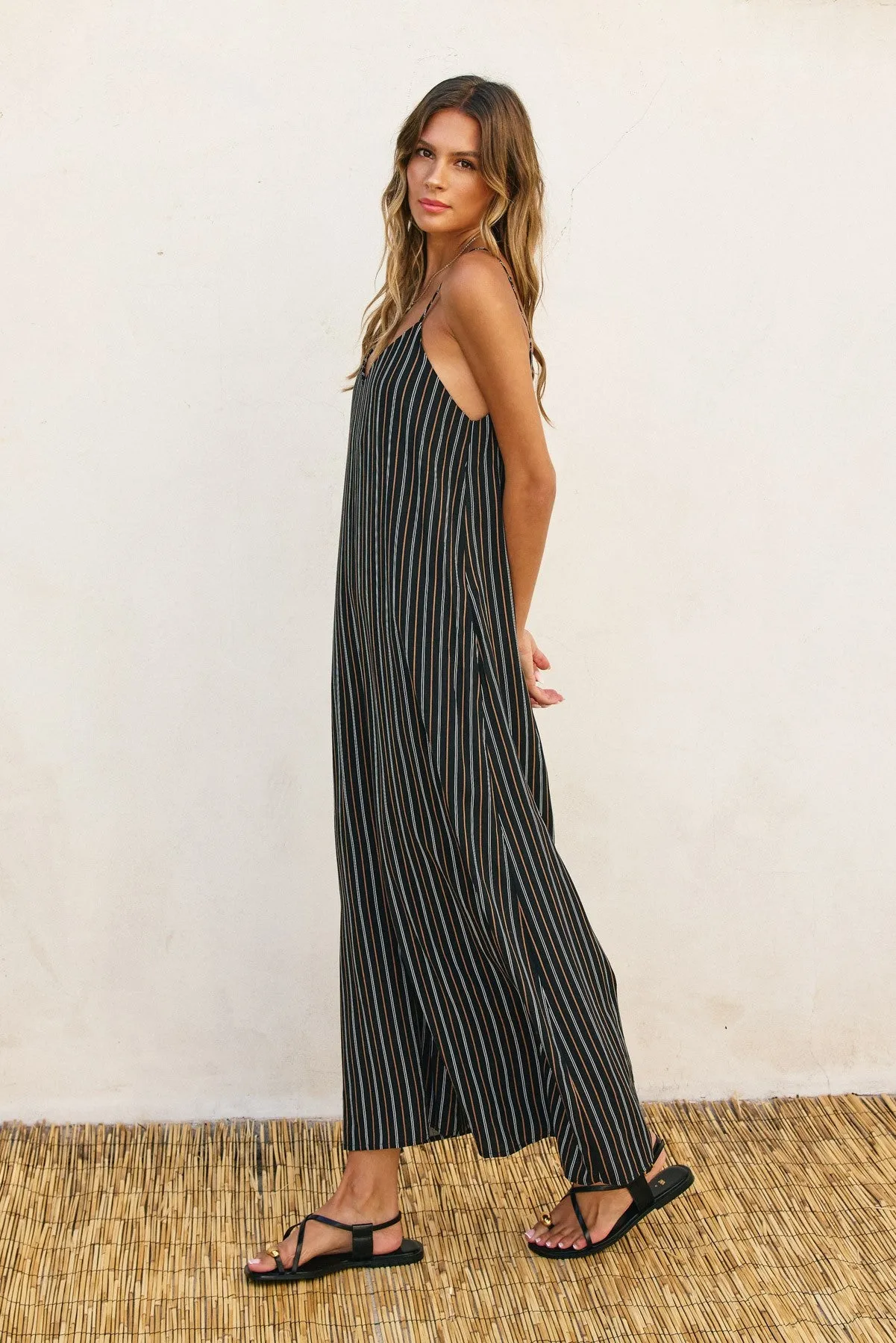Black Striped Wide Leg Sleeveless Jumpsuit sold by Pinkblush product image thumbnail 2