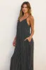 Black Striped Wide Leg Sleeveless Jumpsuit sold by Pinkblush