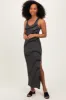 Black Ivory Striped Side Slit Maternity Maxi Dress sold by Pinkblush