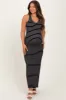 Black Ivory Striped Side Slit Maternity Maxi Dress sold by Pinkblush