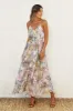 Lavender Tropical Floral Sash Tie Maxi Dress sold by Pinkblush