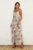 Lavender Tropical Floral Sash Tie Maxi Dress sold by Pinkblush