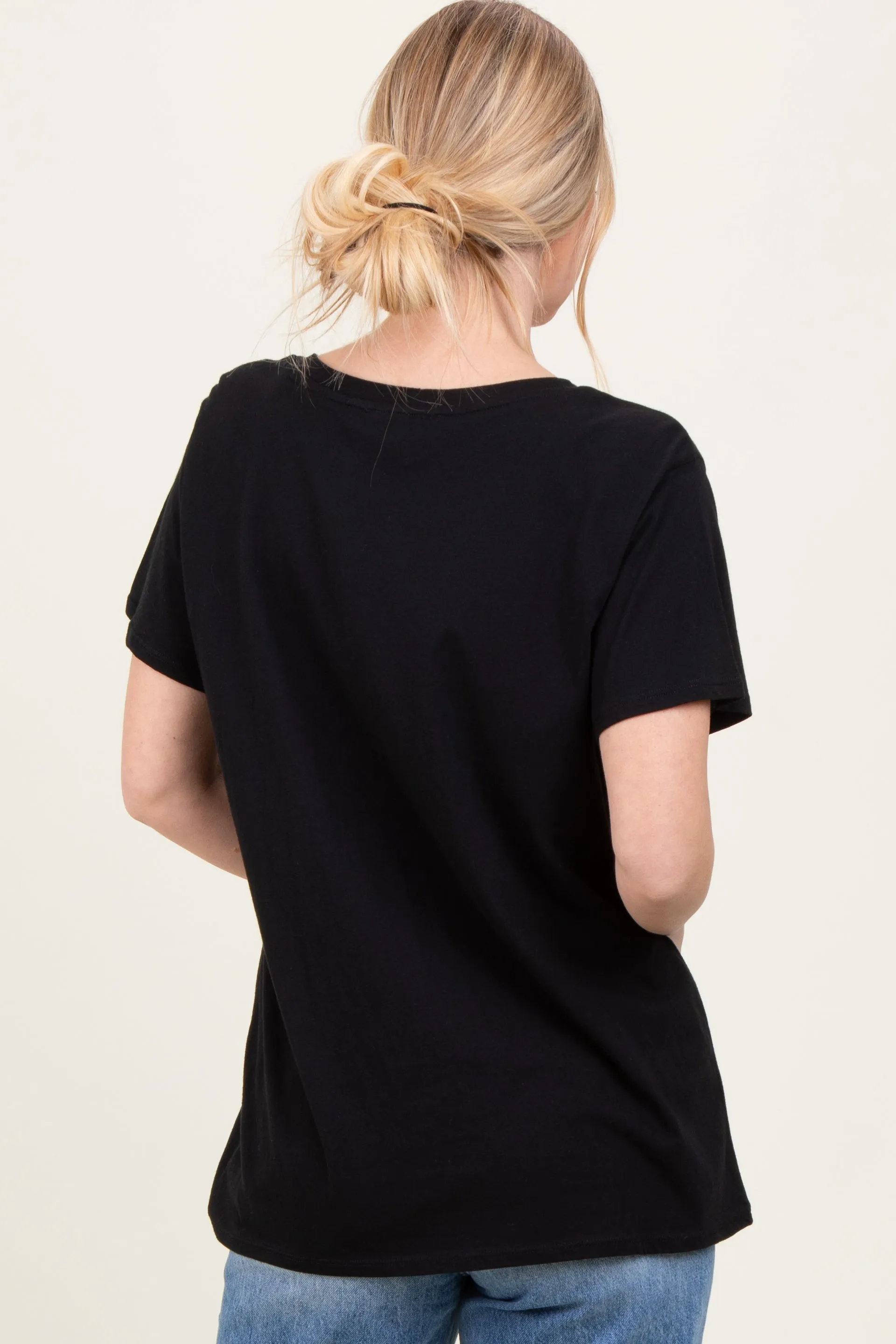 Black Oversized V-Neck Short Sleeve Tee sold by Pinkblush product image thumbnail 4