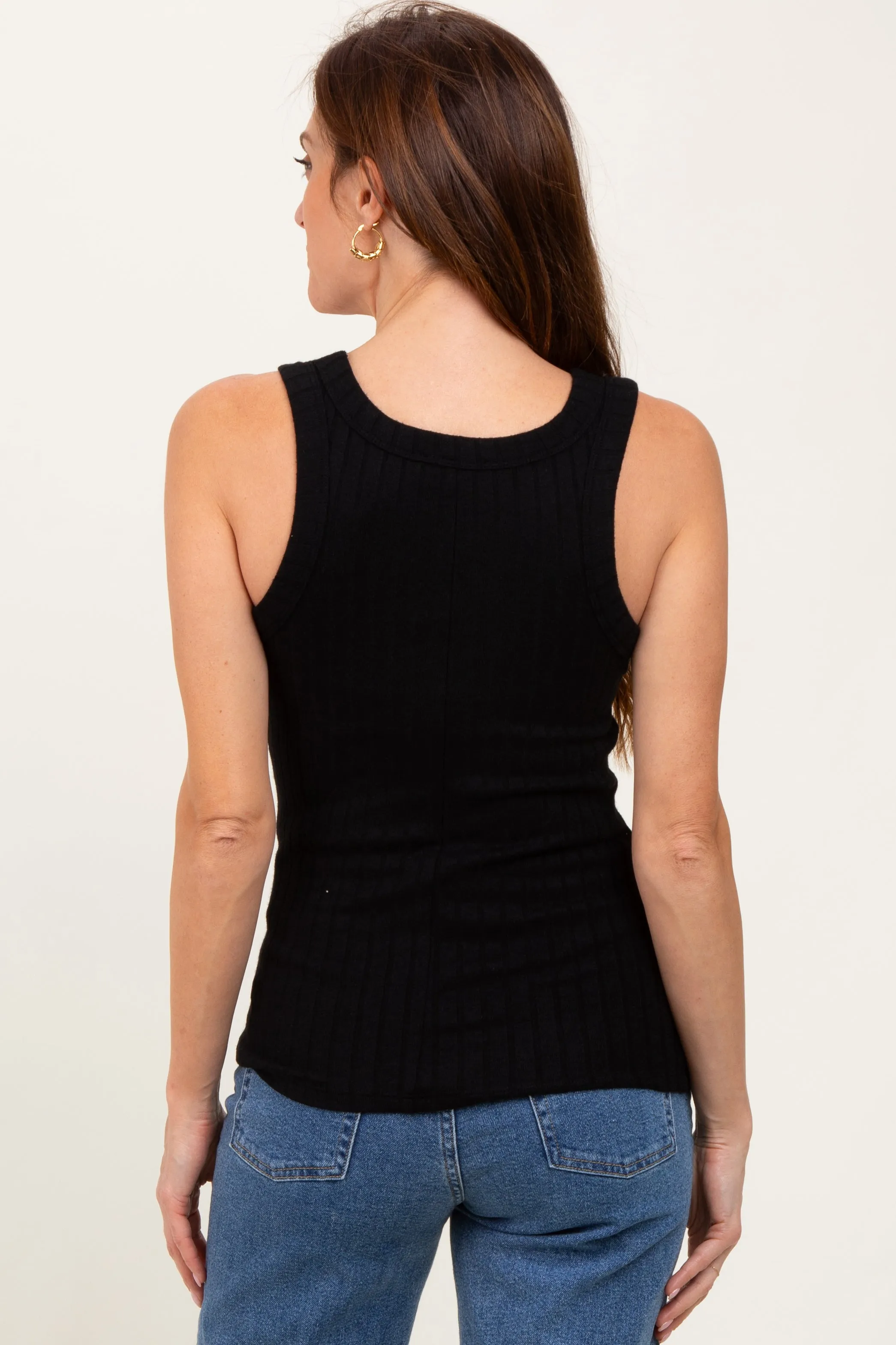 Black Melange Ribbed Fitted Tank Top sold by Pinkblush product image thumbnail 4
