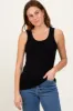 Black Melange Ribbed Fitted Tank Top sold by Pinkblush