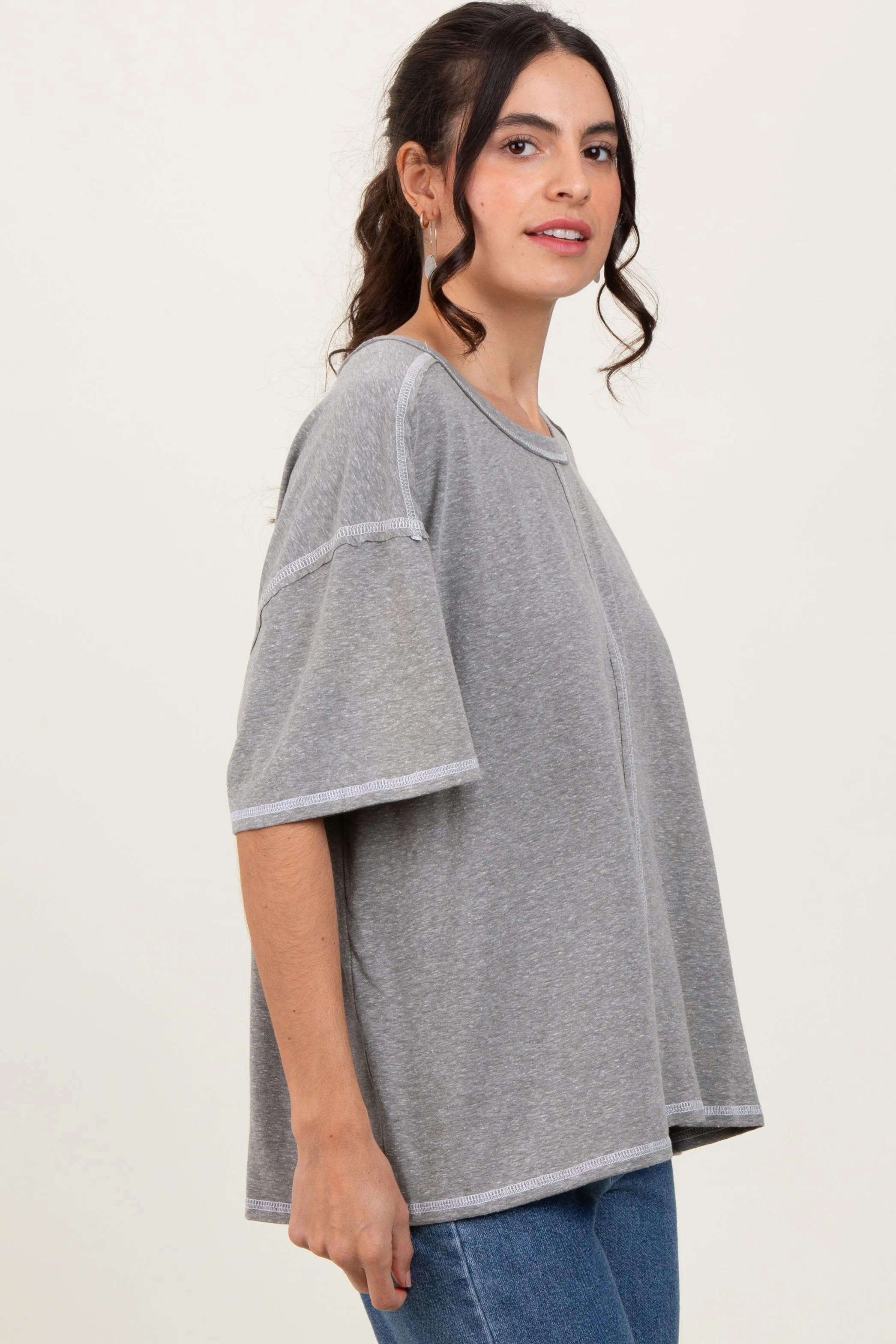 Light Olive Solid Tri-Blend Short Sleeve Tunic Top sold by Pinkblush product image thumbnail 2