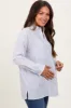 Light Grey Cotton Gauze Oversized Maternity Button Down Shirt sold by Pinkblush
