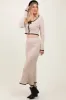 Cream Contrast Bow Ribbed Knit Crop Top And Midi Skirt Set sold by Pinkblush