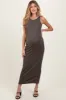 Taupe Crochet Trim Ribbed Sleeveless Maternity Maxi Dress sold by Pinkblush