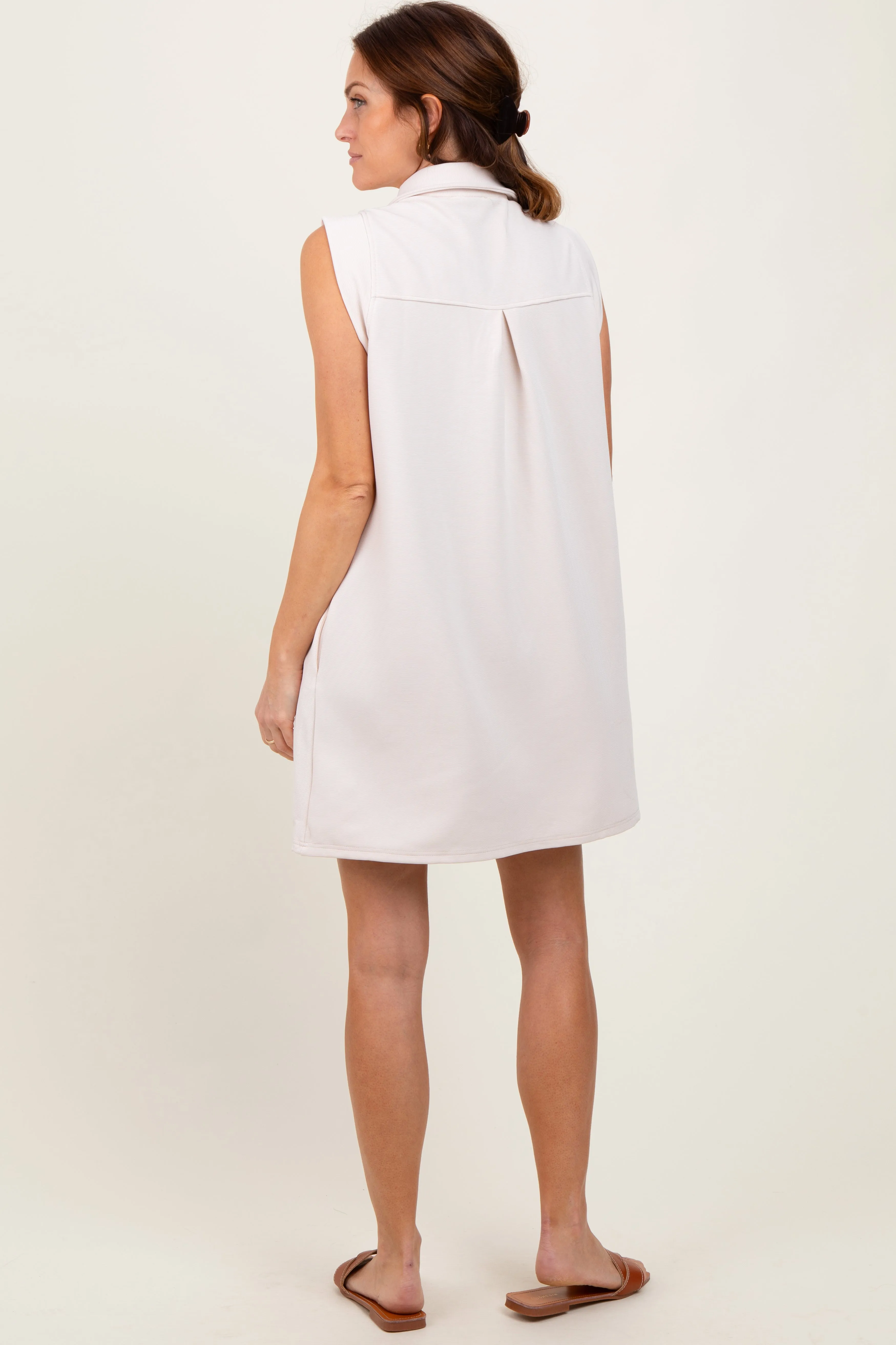 Cream Sleeveless Polo Mini Dress sold by Pinkblush product image thumbnail 4