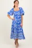 Blue Floral Scallop Trim Midi Dress sold by Pinkblush