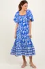 Blue Floral Scallop Trim Midi Dress sold by Pinkblush