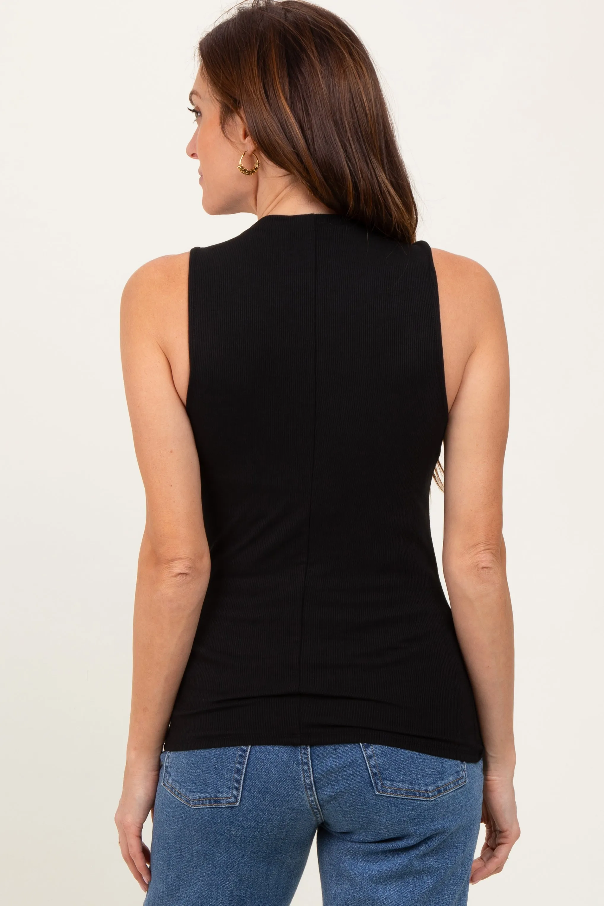 Black Ribbed Sleeveless Mock Neck Top sold by Pinkblush product image thumbnail 4