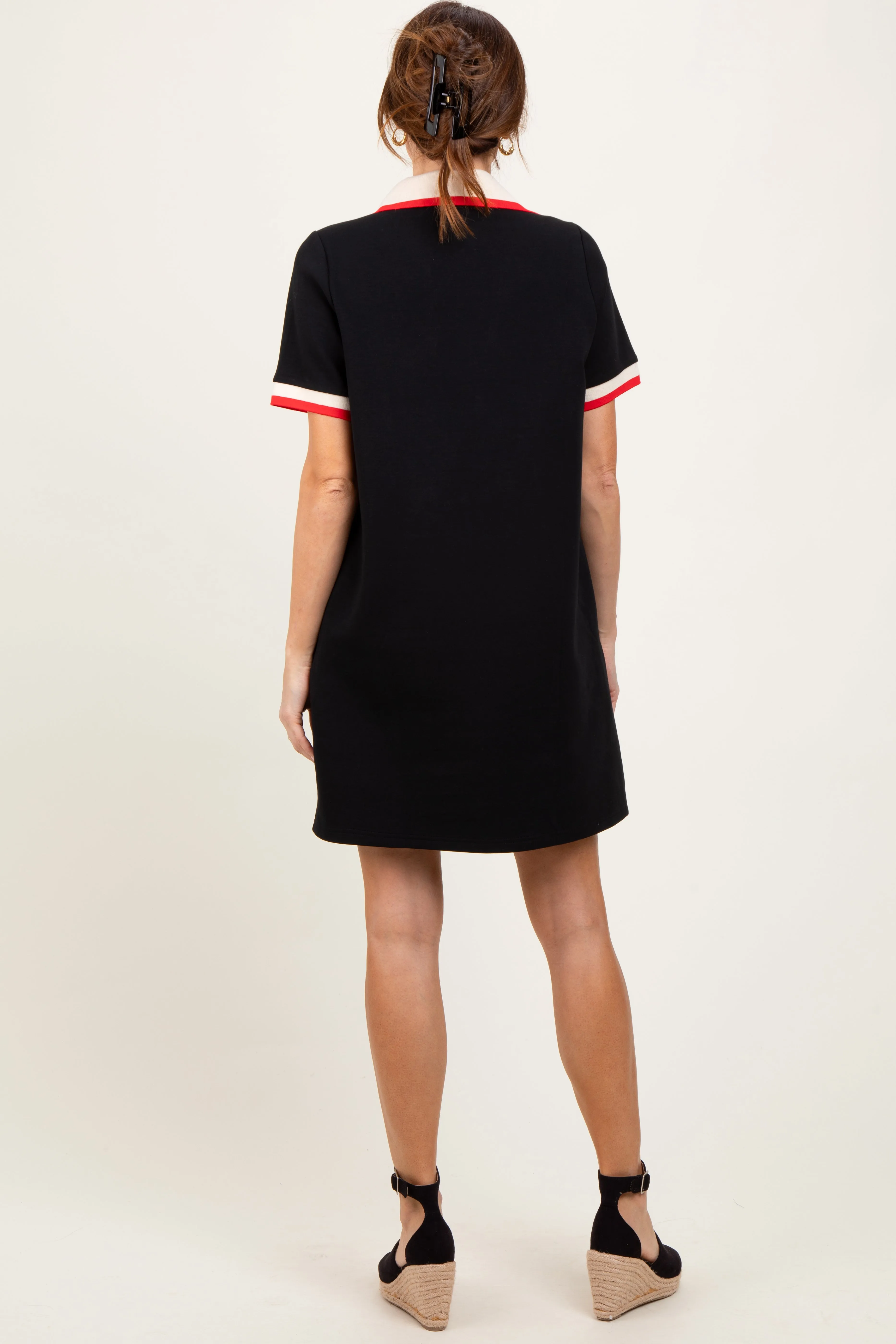 Black Contrast Trim Mini Polo Dress sold by Pinkblush product image thumbnail 4