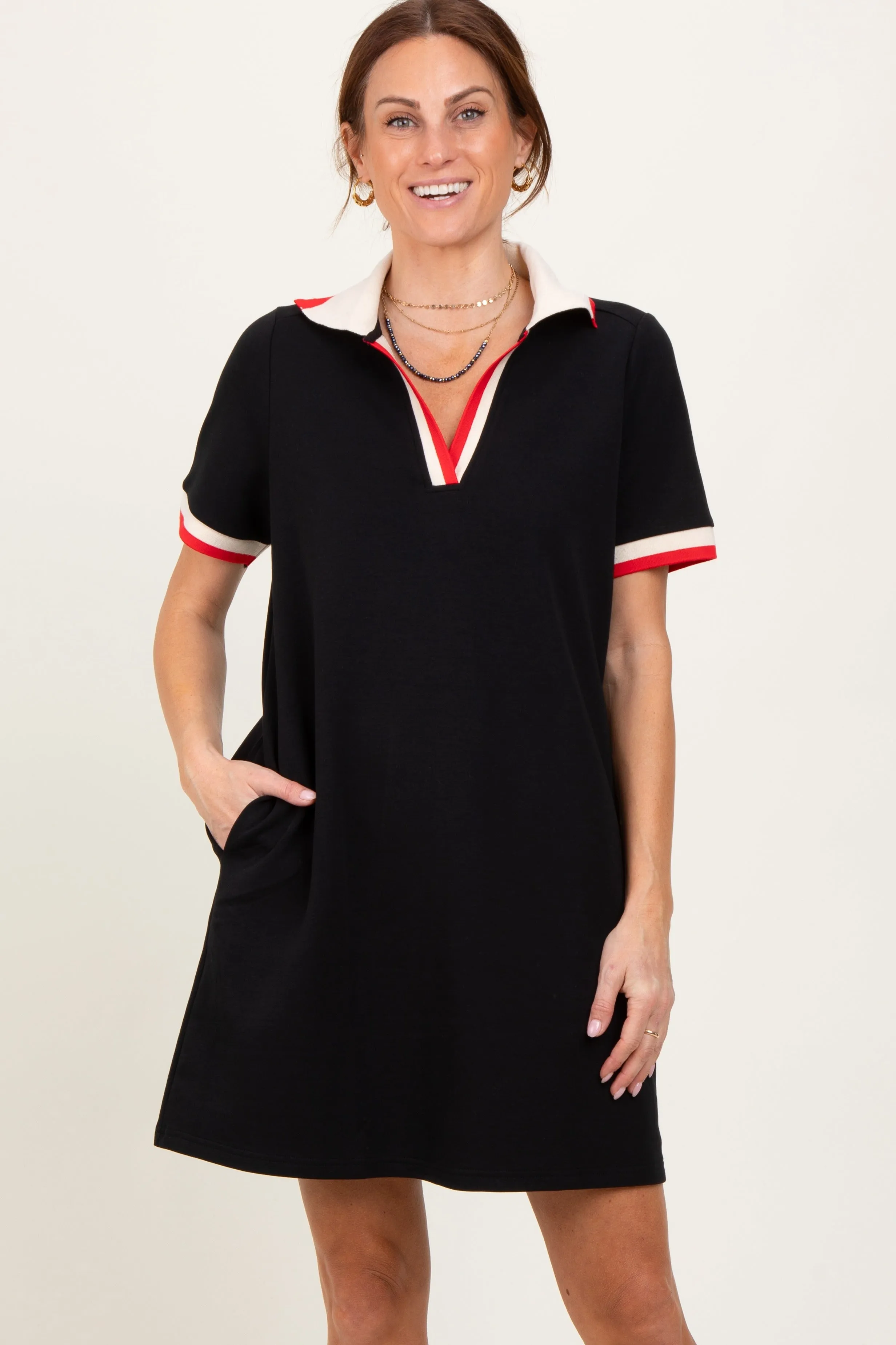 Black Contrast Trim Mini Polo Dress sold by Pinkblush product image thumbnail 2