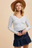 Ivory Lace Trim Floral Fitted Top sold by Pinkblush