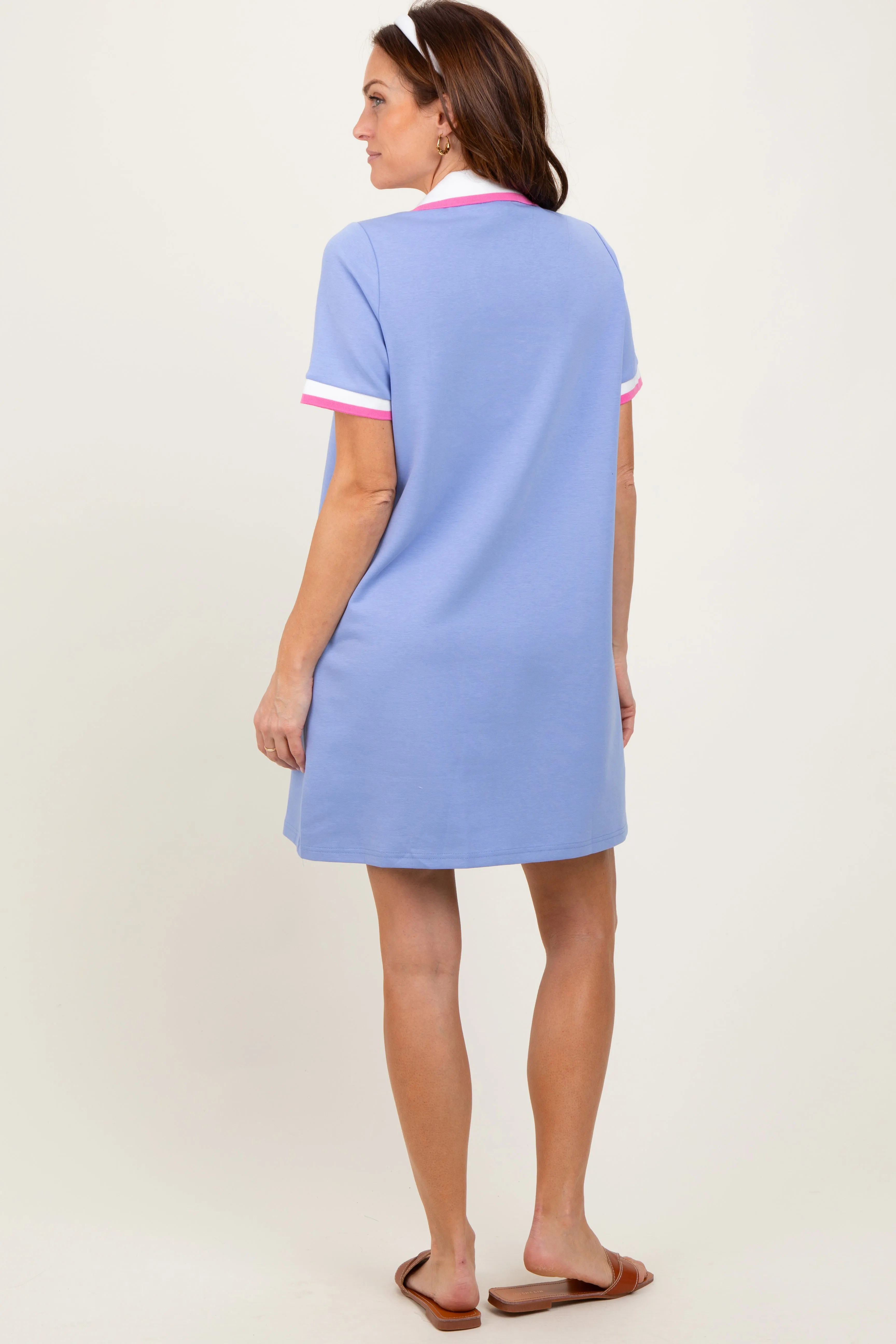 Blue Contrast Trim Mini Polo Dress sold by Pinkblush product image thumbnail 4