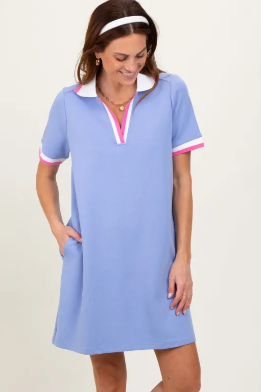 Blue Contrast Trim Mini Polo Dress sold by Pinkblush