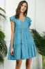 Blue Flutter Sleeve Tiered Dress sold by Pinkblush