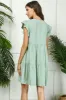 Light Olive Flutter Sleeve Tiered Dress sold by Pinkblush