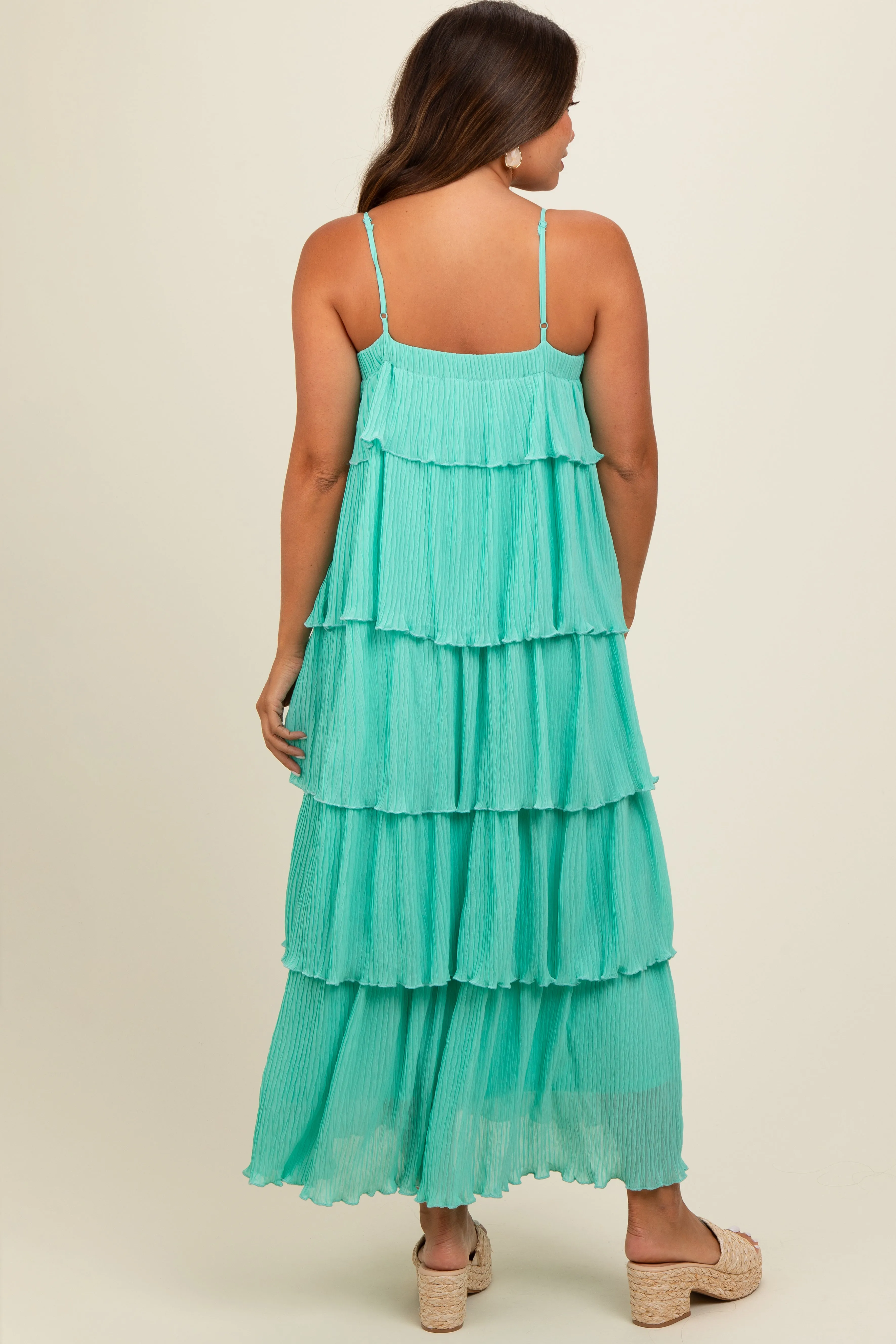 Aqua Ruffle Tiered Maternity Maxi Dress sold by Pinkblush product image thumbnail 2