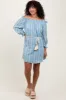Light Blue Embroidered Off Shoulder Dress sold by Pinkblush