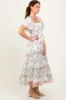 Ivory Floral Mesh Smocked Midi Dress sold by Pinkblush