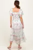 Ivory Floral Mesh Smocked Midi Dress sold by Pinkblush