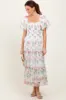 Ivory Floral Mesh Smocked Midi Dress sold by Pinkblush