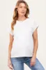 Cream Rolled Short Sleeve Maternity Tee sold by Pinkblush