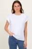 White Rolled Short Sleeve Tee sold by Pinkblush