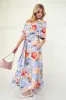 Periwinkle Floral Linen Blend Shirt Dress sold by Pinkblush
