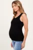 Black Melange Ribbed Fitted Maternity Tank Top sold by Pinkblush
