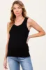 Black Melange Ribbed Fitted Maternity Tank Top sold by Pinkblush
