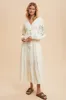 Cream Embroidered Long Sleeve Maxi Dress sold by Pinkblush