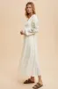 Cream Embroidered Long Sleeve Maxi Dress sold by Pinkblush