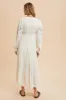 Cream Embroidered Long Sleeve Maxi Dress sold by Pinkblush