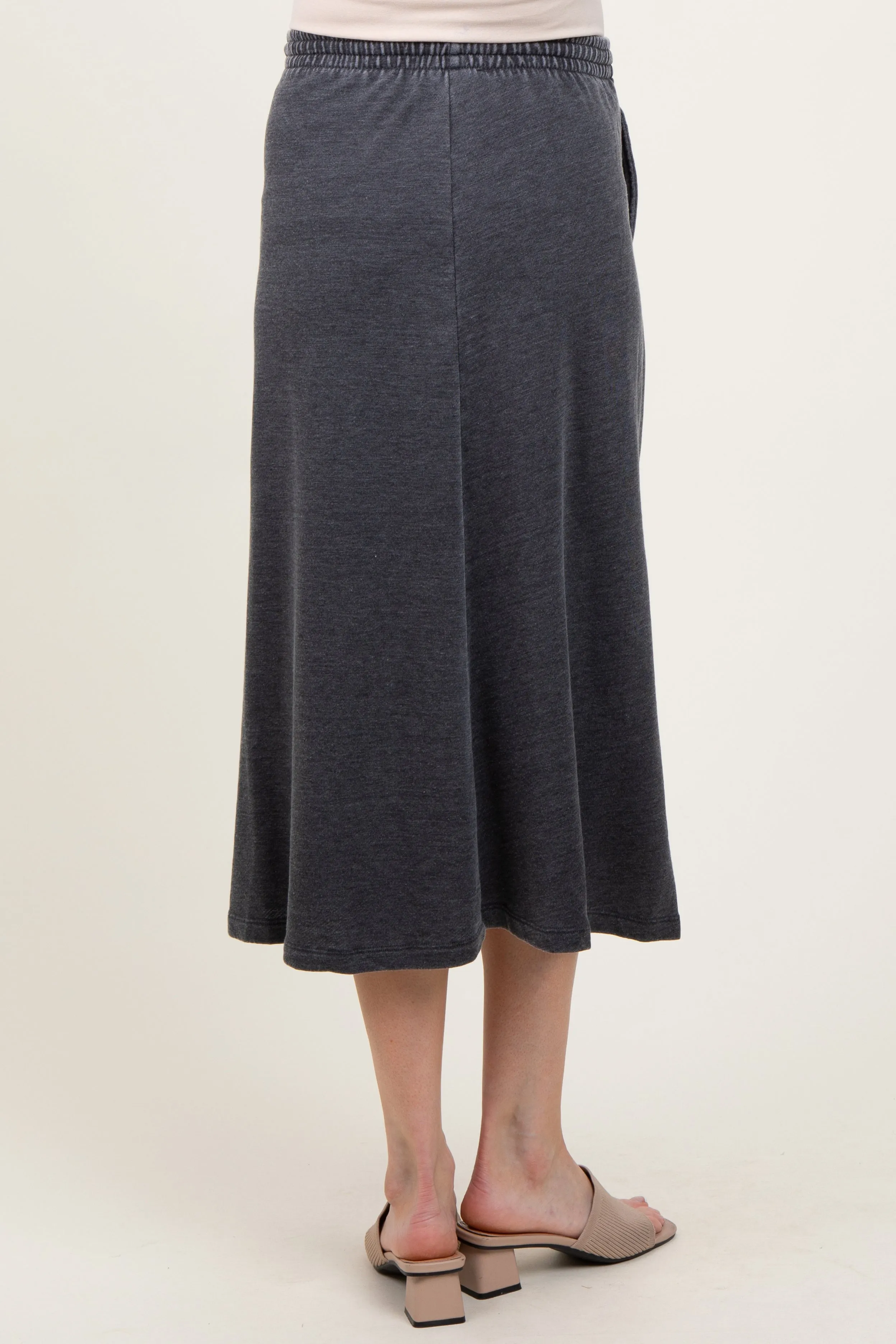 Charcoal Terry Drawstring Maternity Midi Skirt sold by Pinkblush product image thumbnail 4