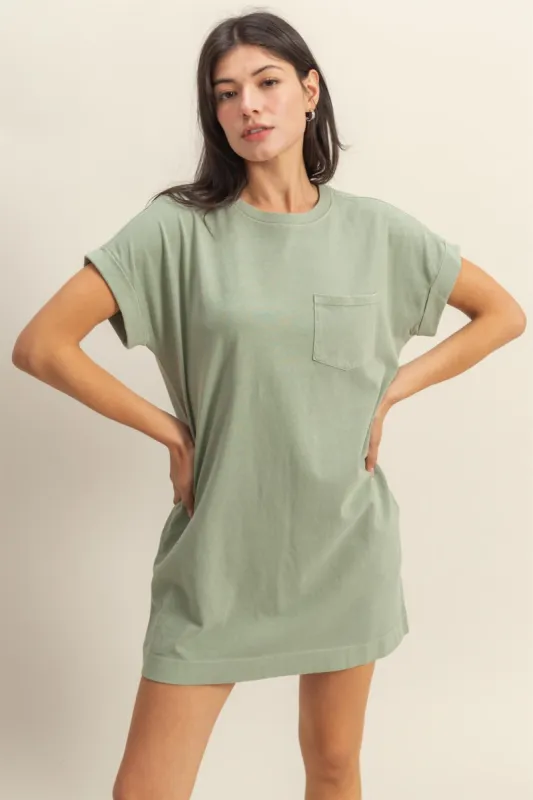 Light Olive Mini T-Shirt Dress sold by Pinkblush