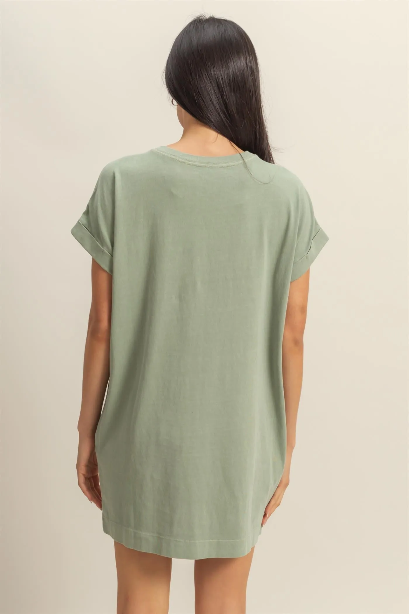 Light Olive Mini T-Shirt Dress sold by Pinkblush product image thumbnail 3