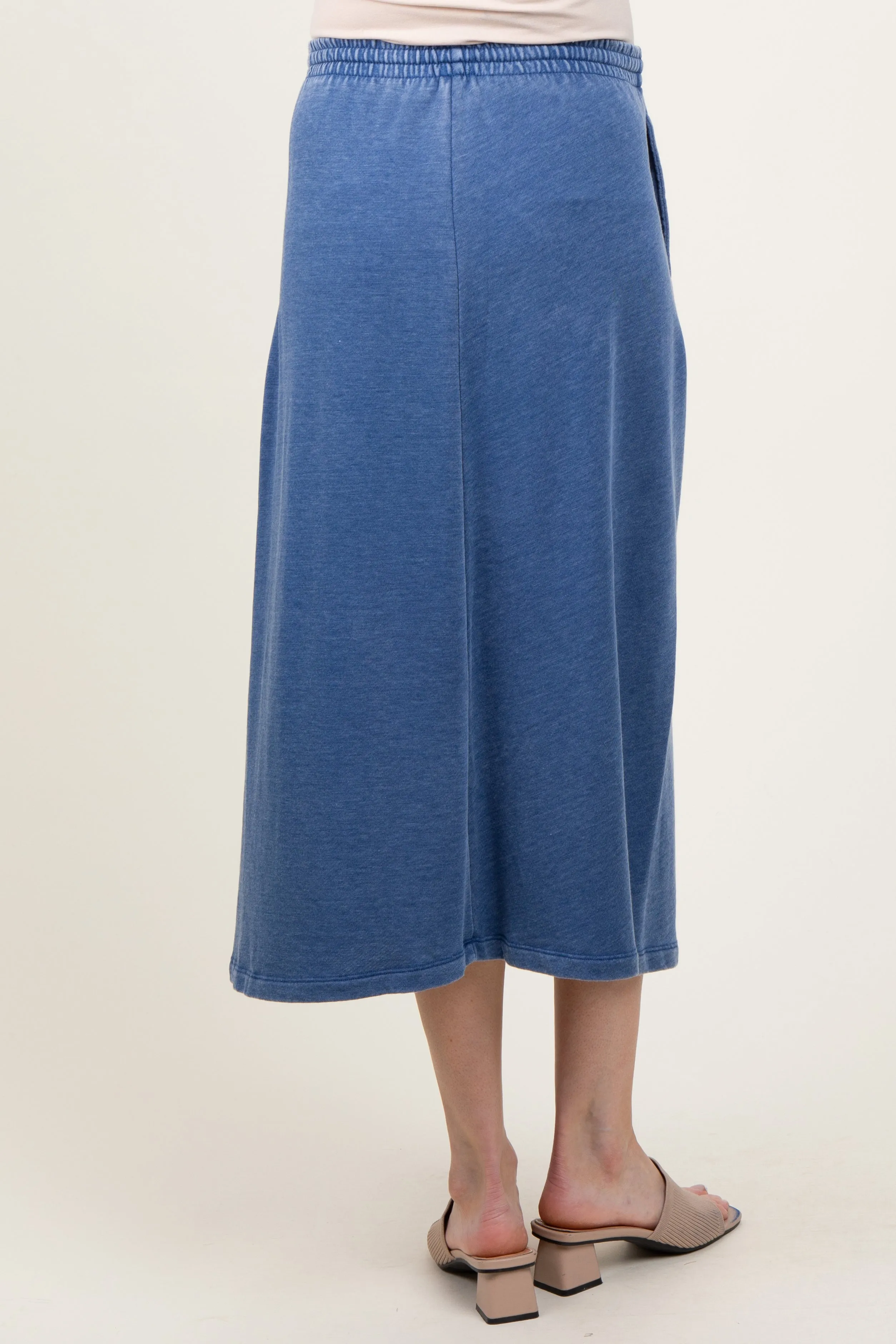 Light Navy Terry Drawstring Maternity Midi Skirt sold by Pinkblush product image thumbnail 4