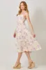 Cream Floral Tiered Crisscross Back Midi Dress sold by Pinkblush